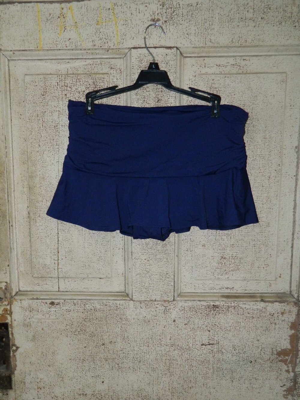 Lands' End Ruched Waist Mini Swim Skort Skirt Sz 12 (XX-34)